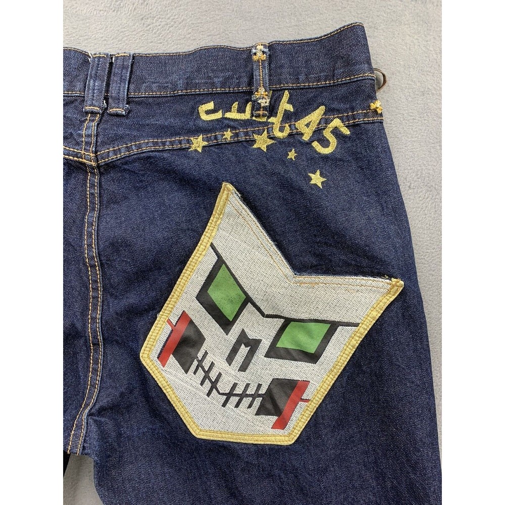 Cult 45 Denim Jeans Men's Size 42 Blue Baseball Theme Stitched Pockets Straight - Picture 15 of 16